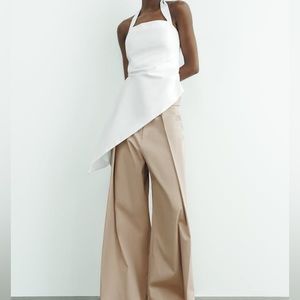 Zara Asymmetric Gabardine Halter Top 3067/094